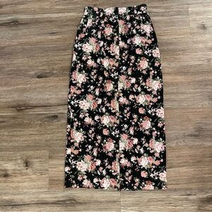Vtg 90s Y2K Not Guilty Women’s 5/6 Black Floral Denim Maxi Skirt USA Whimsigoth